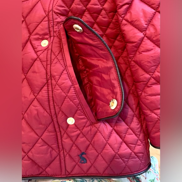 JOULES British Quilted Jacket Maroon w/Black Trim Zipper Snaps - Picture 4 of 14